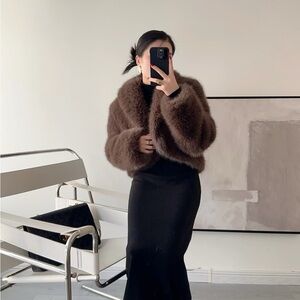 Elegant Brown Faux Fur Jacket